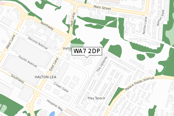 WA7 2DP map - large scale - OS Open Zoomstack (Ordnance Survey)