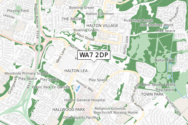 WA7 2DP map - small scale - OS Open Zoomstack (Ordnance Survey)