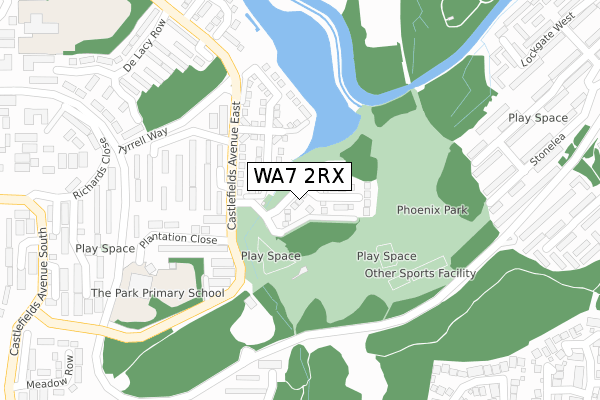 WA7 2RX map - large scale - OS Open Zoomstack (Ordnance Survey)