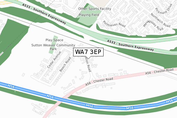 WA7 3EP map - large scale - OS Open Zoomstack (Ordnance Survey)
