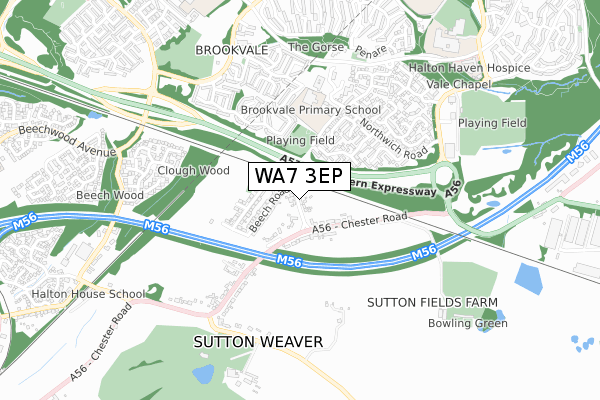 WA7 3EP map - small scale - OS Open Zoomstack (Ordnance Survey)