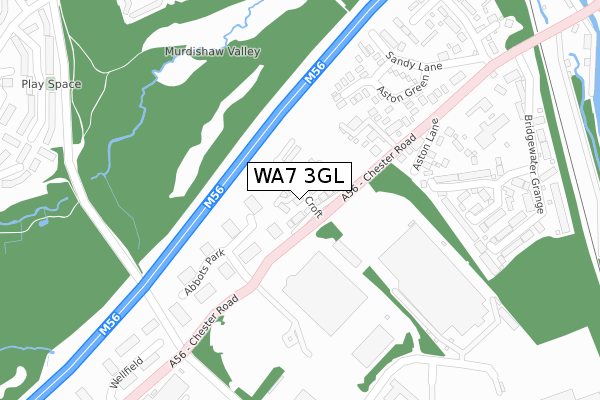 WA7 3GL map - large scale - OS Open Zoomstack (Ordnance Survey)