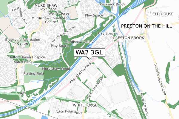 WA7 3GL map - small scale - OS Open Zoomstack (Ordnance Survey)