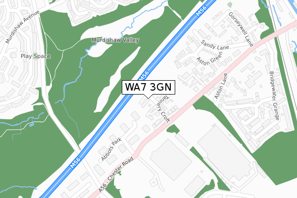 WA7 3GN map - large scale - OS Open Zoomstack (Ordnance Survey)