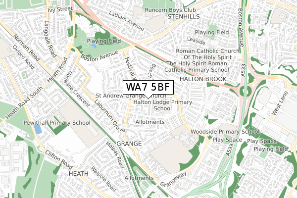 WA7 5BF map - small scale - OS Open Zoomstack (Ordnance Survey) WA7 5BF map - small scale - OS Open Zoomstack (Ordnance Survey)
