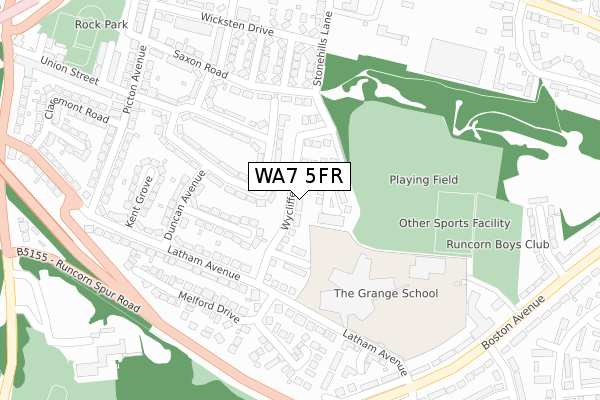 WA7 5FR map - large scale - OS Open Zoomstack (Ordnance Survey)