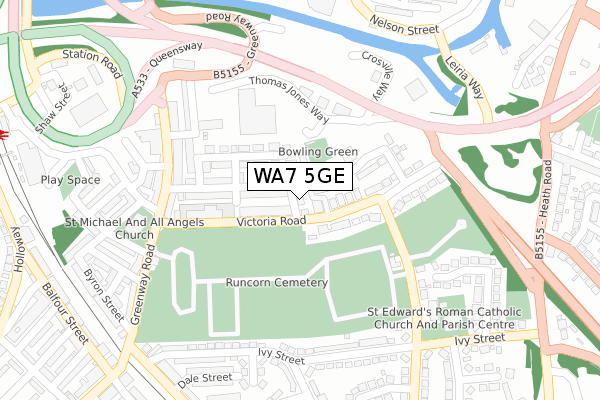 WA7 5GE map - large scale - OS Open Zoomstack (Ordnance Survey)