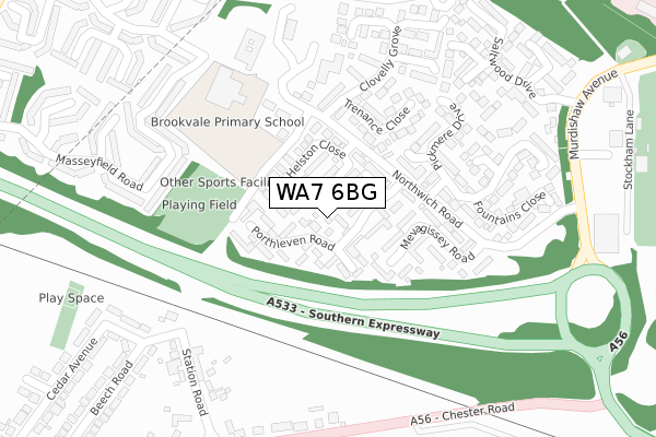 WA7 6BG map - large scale - OS Open Zoomstack (Ordnance Survey)