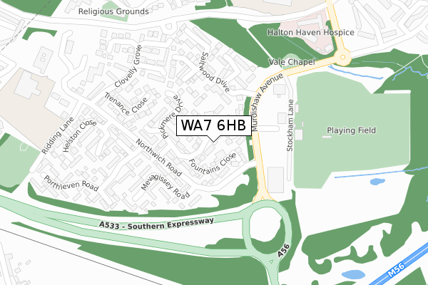 WA7 6HB map - large scale - OS Open Zoomstack (Ordnance Survey)