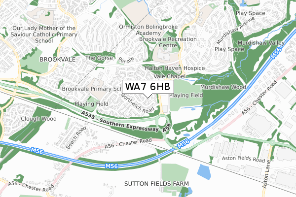 WA7 6HB map - small scale - OS Open Zoomstack (Ordnance Survey)