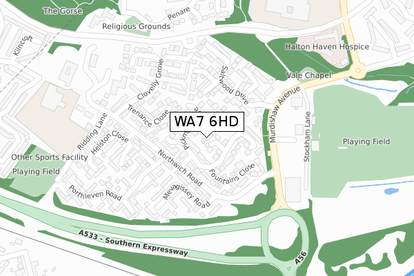 WA7 6HD map - large scale - OS Open Zoomstack (Ordnance Survey)
