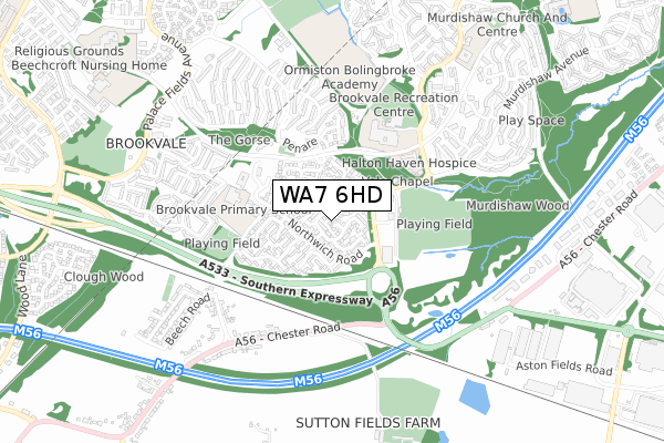 WA7 6HD map - small scale - OS Open Zoomstack (Ordnance Survey)