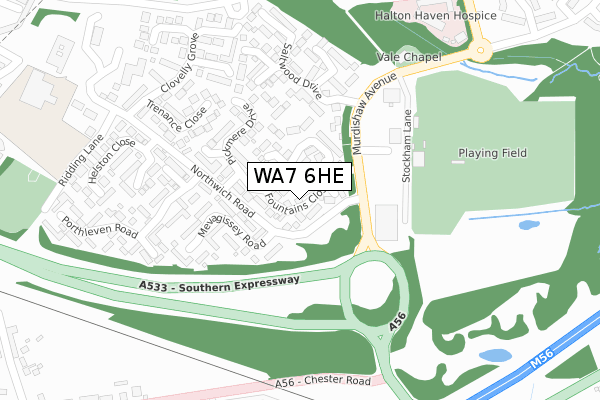 WA7 6HE map - large scale - OS Open Zoomstack (Ordnance Survey)