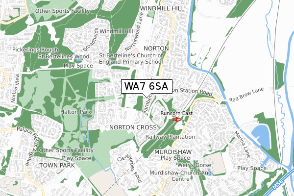 WA7 6SA map - small scale - OS Open Zoomstack (Ordnance Survey)