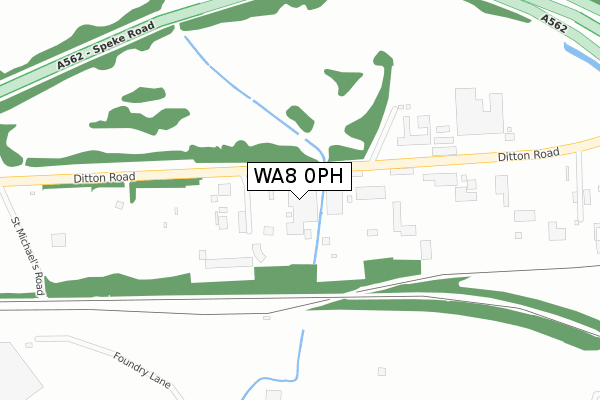 WA8 0PH map - large scale - OS Open Zoomstack (Ordnance Survey)