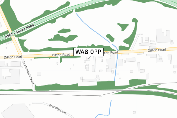 WA8 0PP map - large scale - OS Open Zoomstack (Ordnance Survey)