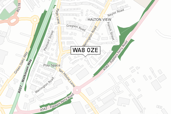WA8 0ZE map - large scale - OS Open Zoomstack (Ordnance Survey)