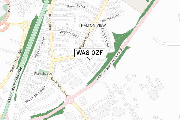 WA8 0ZF map - large scale - OS Open Zoomstack (Ordnance Survey)