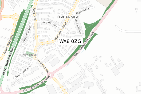 WA8 0ZG map - large scale - OS Open Zoomstack (Ordnance Survey)