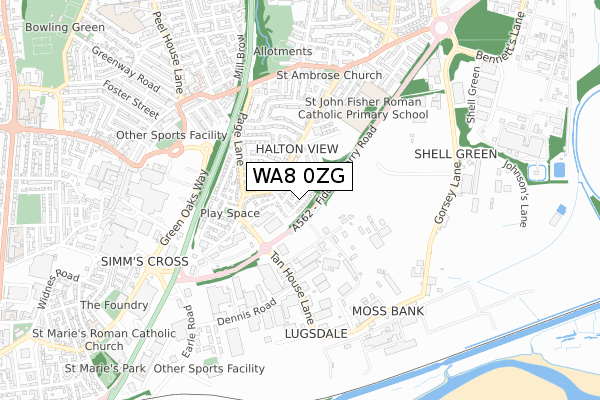 WA8 0ZG map - small scale - OS Open Zoomstack (Ordnance Survey) WA8 0ZG map - small scale - OS Open Zoomstack (Ordnance Survey)