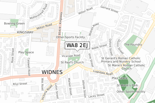 WA8 2EJ map - large scale - OS Open Zoomstack (Ordnance Survey)