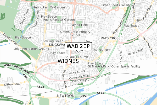 WA8 2EP map - small scale - OS Open Zoomstack (Ordnance Survey)