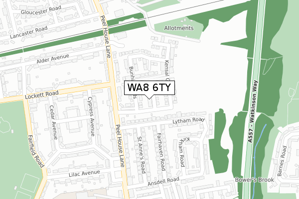 WA8 6TY map - large scale - OS Open Zoomstack (Ordnance Survey)