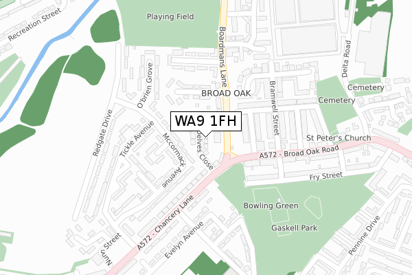 WA9 1FH map - large scale - OS Open Zoomstack (Ordnance Survey) WA9 1FH map - large scale - OS Open Zoomstack (Ordnance Survey)