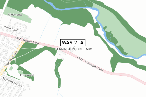 WA9 2LA map - large scale - OS Open Zoomstack (Ordnance Survey)
