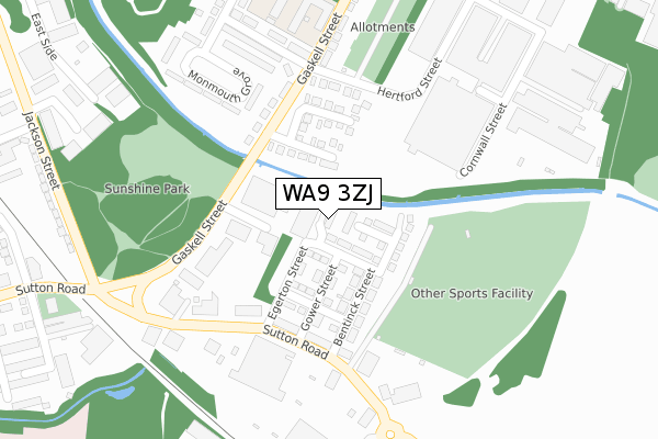 WA9 3ZJ map - large scale - OS Open Zoomstack (Ordnance Survey)