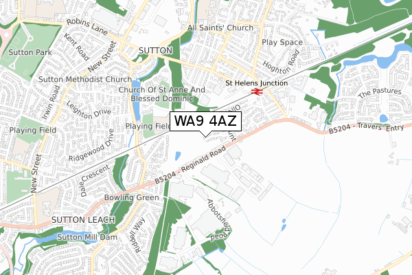 WA9 4AZ map - small scale - OS Open Zoomstack (Ordnance Survey) WA9 4AZ map - small scale - OS Open Zoomstack (Ordnance Survey)