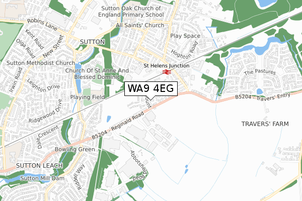 WA9 4EG map - small scale - OS Open Zoomstack (Ordnance Survey) WA9 4EG map - small scale - OS Open Zoomstack (Ordnance Survey)