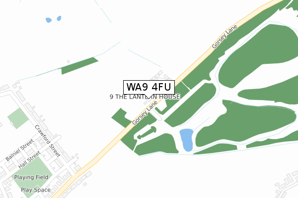 WA9 4FU map - large scale - OS Open Zoomstack (Ordnance Survey)