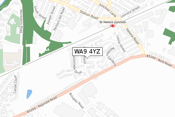 WA9 4YZ map - large scale - OS Open Zoomstack (Ordnance Survey) WA9 4YZ map - large scale - OS Open Zoomstack (Ordnance Survey)