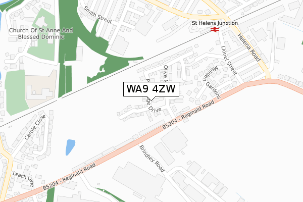 WA9 4ZW map - large scale - OS Open Zoomstack (Ordnance Survey) WA9 4ZW map - large scale - OS Open Zoomstack (Ordnance Survey)