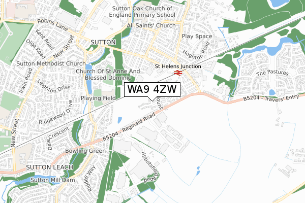 WA9 4ZW map - small scale - OS Open Zoomstack (Ordnance Survey) WA9 4ZW map - small scale - OS Open Zoomstack (Ordnance Survey)