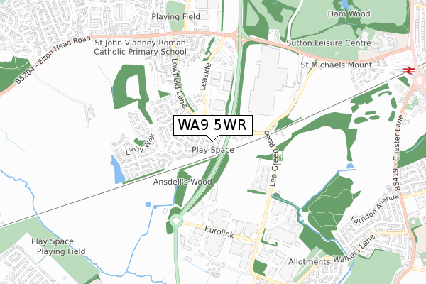 WA9 5WR map - small scale - OS Open Zoomstack (Ordnance Survey) WA9 5WR map - small scale - OS Open Zoomstack (Ordnance Survey)