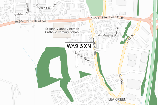 WA9 5XN map - large scale - OS Open Zoomstack (Ordnance Survey) WA9 5XN map - large scale - OS Open Zoomstack (Ordnance Survey)