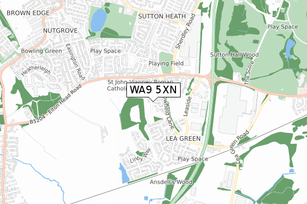 WA9 5XN map - small scale - OS Open Zoomstack (Ordnance Survey) WA9 5XN map - small scale - OS Open Zoomstack (Ordnance Survey)
