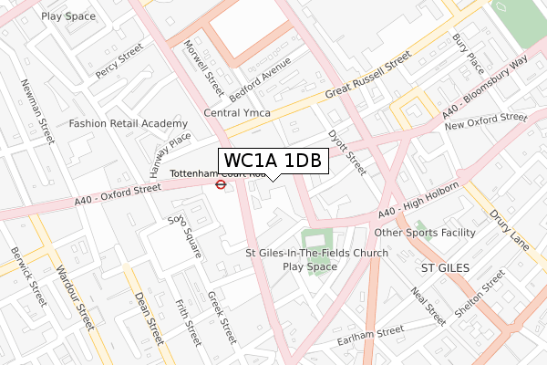 WC1A 1DB map - large scale - OS Open Zoomstack (Ordnance Survey)