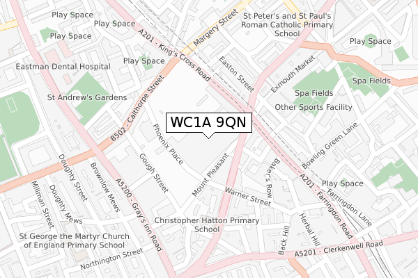 WC1A 9QN map - large scale - OS Open Zoomstack (Ordnance Survey)