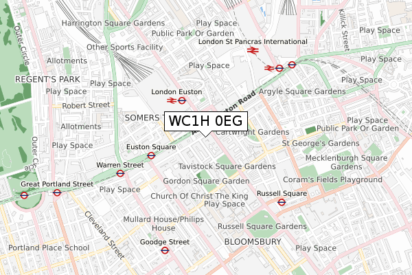 WC1H 0EG map - small scale - OS Open Zoomstack (Ordnance Survey)