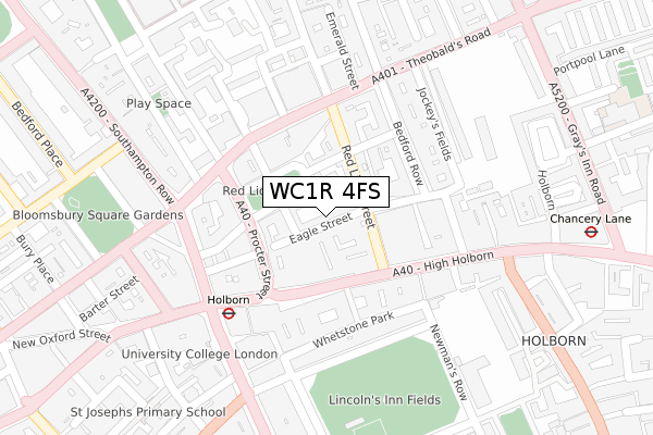 WC1R 4FS map - large scale - OS Open Zoomstack (Ordnance Survey)