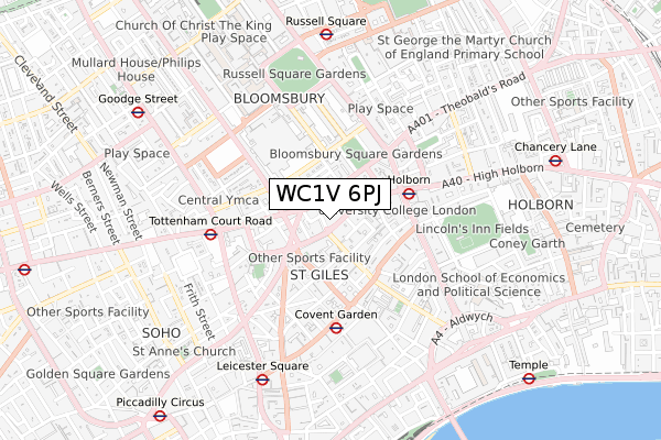 WC1V 6PJ map - small scale - OS Open Zoomstack (Ordnance Survey)