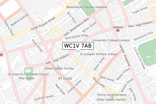 WC1V 7AB map - large scale - OS Open Zoomstack (Ordnance Survey)
