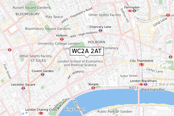 WC2A 2AT map - small scale - OS Open Zoomstack (Ordnance Survey)