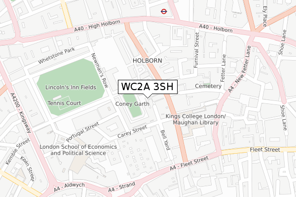 WC2A 3SH map - large scale - OS Open Zoomstack (Ordnance Survey)