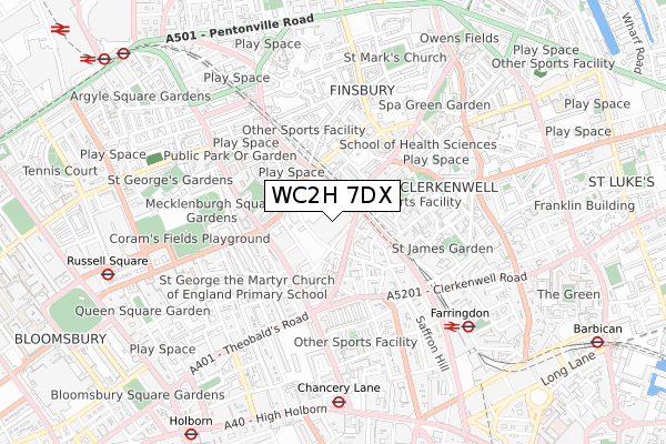 WC2H 7DX map - small scale - OS Open Zoomstack (Ordnance Survey)