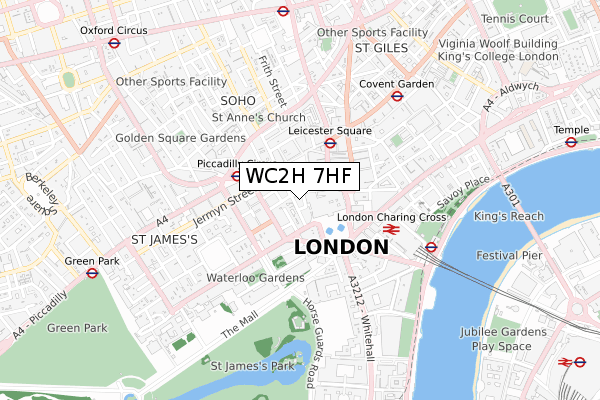 WC2H 7HF map - small scale - OS Open Zoomstack (Ordnance Survey)