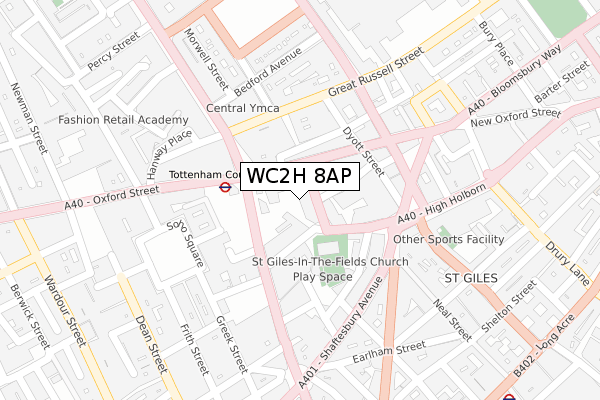 WC2H 8AP map - large scale - OS Open Zoomstack (Ordnance Survey)